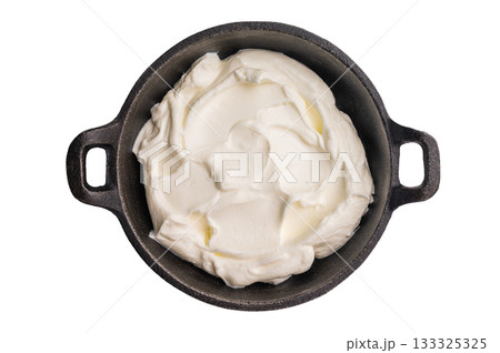 Greek yogurt in a bowl isoalted on white background. top view Greek yogurt in a bowl isoalted on white background. top view 133325325