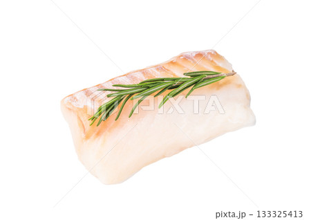 Raw cod fish fillet, ready for cooking Boneless white fish meat isolated on white background Raw cod fish fillet, ready for cooking Boneless white fish meat isolated on white background 133325413