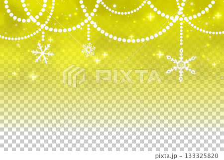 Sparkling background of vibrant yellow snow and pearl garland Sparkling background of vibrant yellow snow and pearl garland 133325820