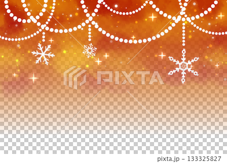 Orange snowflakes and pearl garland sparkling background Orange snowflakes and pearl garland sparkling background 133325827