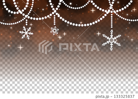 棕色雪花和珍珠花環閃閃發光的背景 133325837