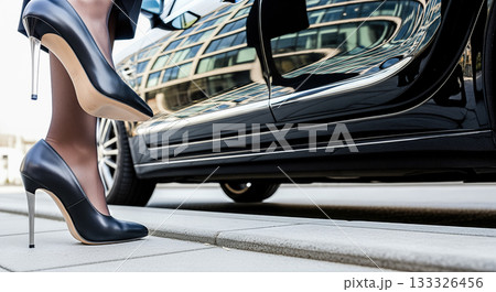 elegant businesswoman legs in black high heel shoes stepping out of luxury car door business travel arrival transport concept elegant businesswoman legs in black high heel shoes stepping out of luxury car door business travel arrival transport concept 133326456