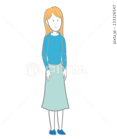 明るい色の髪の若い女性のイラスト 明るい色の髪の若い女性のイラスト 133326547