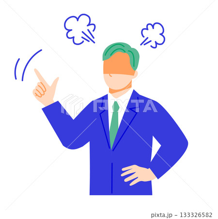 スーツのビジネスマンが怒っている表情イラスト。フラットデザイン スーツのビジネスマンが怒っている表情イラスト。フラットデザイン 133326582