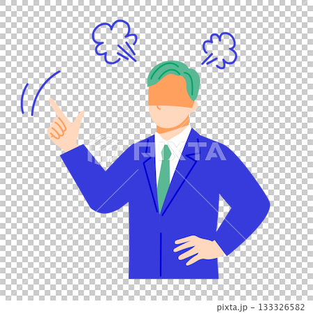 スーツのビジネスマンが怒っている表情イラスト。フラットデザイン スーツのビジネスマンが怒っている表情イラスト。フラットデザイン 133326582