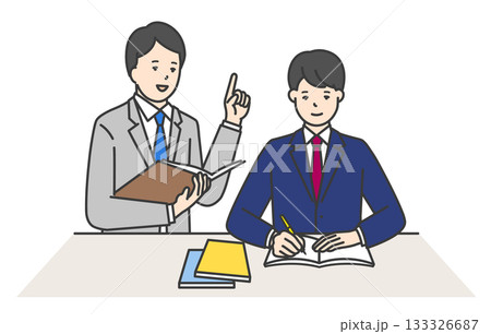 勉強を教える家庭教師と男子生徒のイラスト素材 133326687
