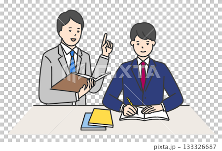 勉強を教える家庭教師と男子生徒のイラスト素材 133326687