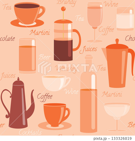 Seamless pattern with drinks and text 133326819