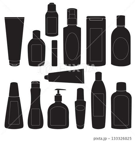 Set 1 of cosmetic bottles silhouettes Set 1 of cosmetic bottles silhouettes 133326825