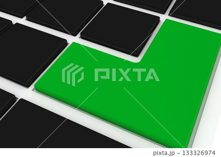 Black keyboard with green key 133326974