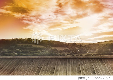 Sunny landscape painted on wall 133327007