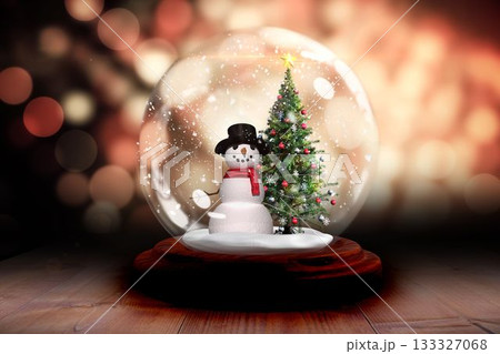 Christmas tree in snow globe 133327068