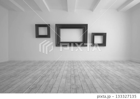 Big room with frames at wall Big room with frames at wall 133327135