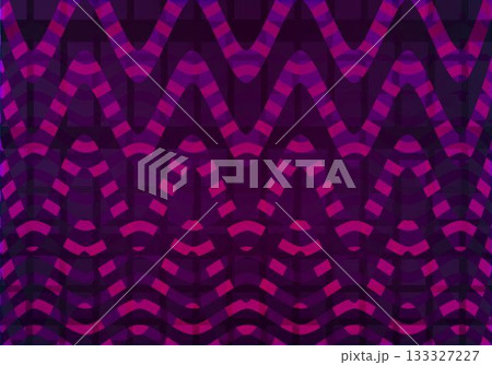 Illustration of zigzag patterns with block shapes against purple background, copy space 133327227