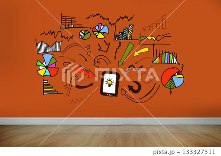 Business statistics on orange wall 133327311