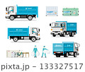 清掃局、ゴミ収集、大型ダンプ車とスタッフのセット 133327517