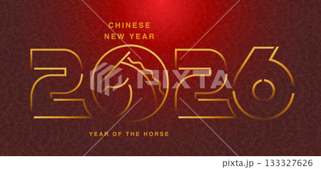Chinese New Year 2026 ,Year of the Horse ,line art, outline, simple linear design Chinese New Year 2026 ,Year of the Horse ,line art, outline, simple linear design 133327626