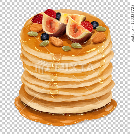 淋上糖漿的煎餅插圖 133327728