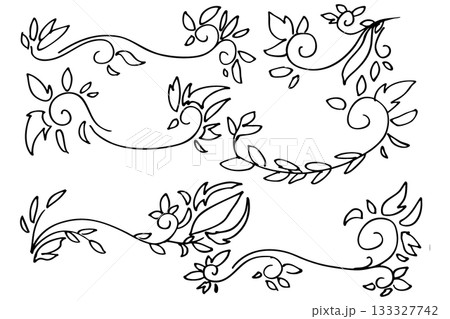 装飾ラインコレクション｜手描きカールデザイン素材セット 133327742
