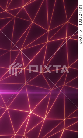 Abstract background with glowing triangular grid lines in orange against a deep purple backdrop 133327788