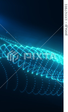 Abstract glowing blue wave of dots and lines representing data flow and futuristic technology 133327801
