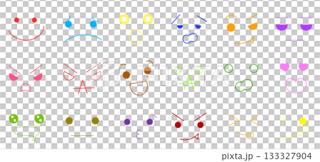 Colorful hand-drawn illustrations of various facial expressions and emotions: smiling, troubled, angry, serious, surprised, amazed, heart, etc. Colorful hand-drawn illustrations of various facial expressions and emotions: smiling, troubled, angry, serious, surprised, amazed, heart, etc. 133327904