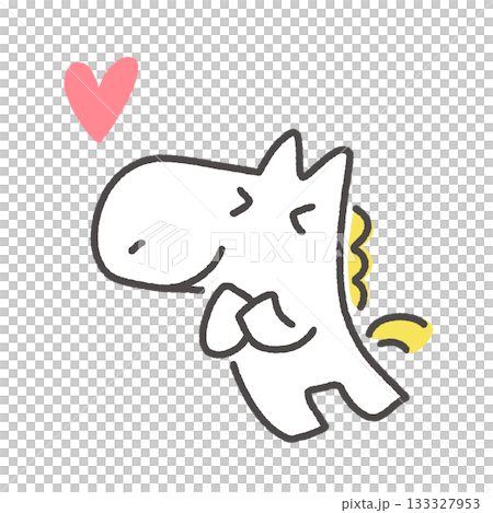 微笑著的快樂白馬和心形，幸福，愛，樂趣 133327953