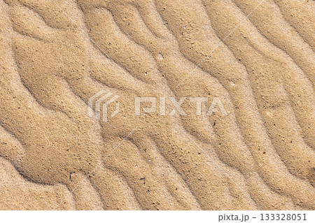 Sandy beach sand background with wave pattern, textures Sandy beach sand background with wave pattern, textures 133328051
