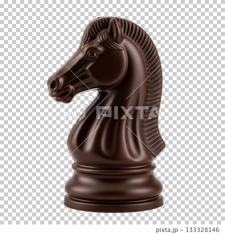Dark chocolate chess knight piece sweet candy dessert for strategy game lover gift idea 133328146