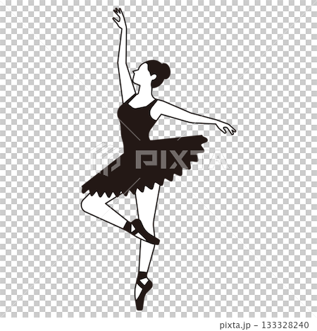 黑白插圖，描繪了一位優雅的芭蕾舞者 4 133328240