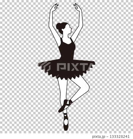 黑白插圖,描繪了一位優雅的芭蕾舞女演員 3 黑白插圖,描繪了一位優雅的芭蕾舞女演員 3 133328241