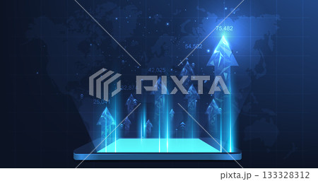 Concept of growth business on futuristic digital. Concept of growth business on futuristic digital. 133328312