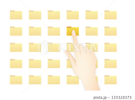 複数のフォルダの中から1つを指さしている手のイメージ 複数のフォルダの中から1つを指さしている手のイメージ 133328373