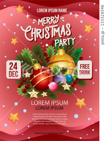 merry christmas party poster template baubles decoration merry christmas party poster template baubles decoration 133328546