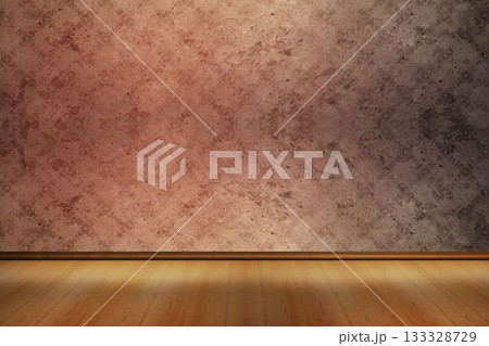 Empty studio space is being shown in flat illustration featuring wooden floor meeting plaster wall 133328729