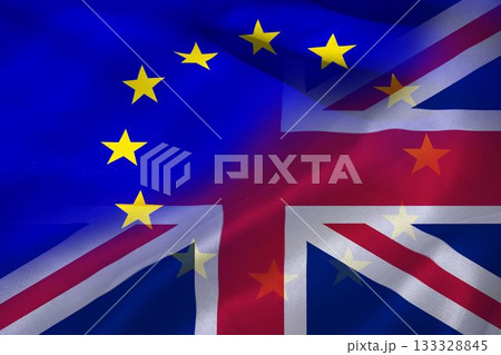 EU flag and Great britain flag 133328845