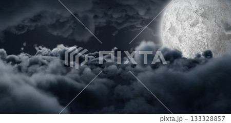 Moon shining between clouds 133328857