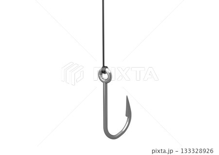 Close-up of fishing hook against white background Close-up of fishing hook against white background 133328926