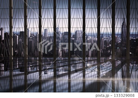 Room with large window looking on city Room with large window looking on city 133329008