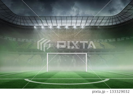 Vast football stadium with goal 133329032