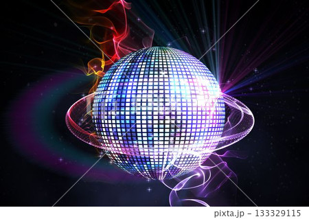 Digitally generated shiny disco ball 133329115