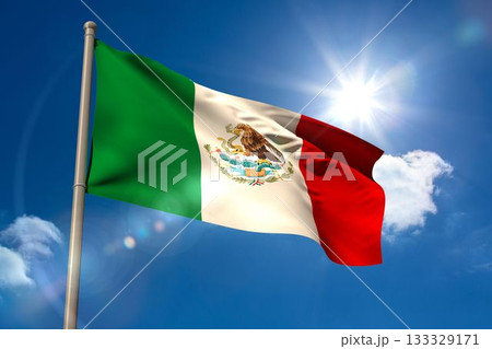 Mexico national flag on flagpole 133329171