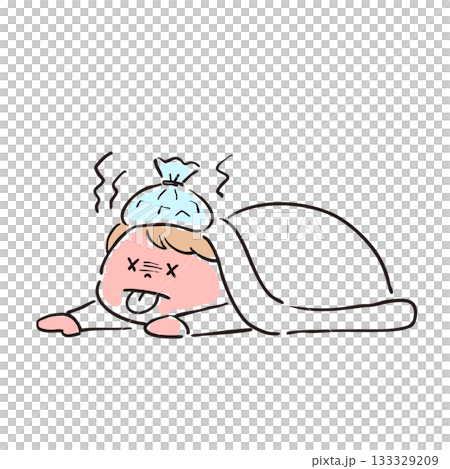 圖：一名發燒的人躺在床上 133329209