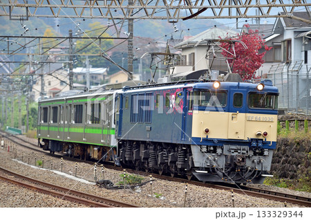 中央本線　上野原　JR東日本　EF64-1030（長岡）＋E127系　V13編成（新潟） 133329344
