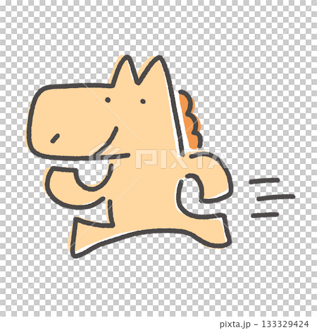 笑顔で走るかわいい馬キャラクター　正月素材　ダッシュ　やる気 133329424