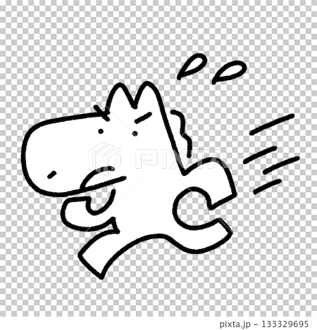 馬的形象快速奔跑，努力拼搏，逃離，單色 133329695