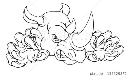 Rhino Rhinoceros Mean Angry Cartoon Sports Mascot 133329872