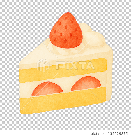 草莓酥餅（甜點）水彩插畫 133329875