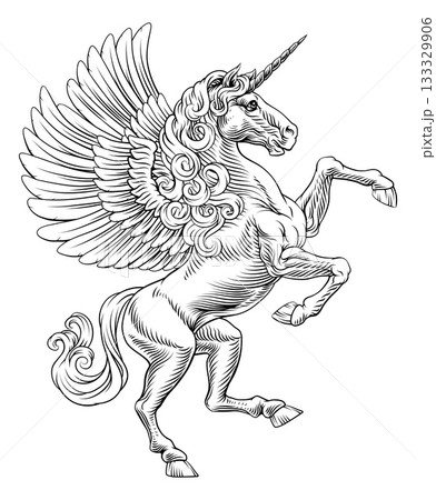 Heraldic Coat of Arms Crest Unicorn Pegasus 133329906