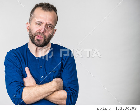 Adult man frown on Adult man frown on 133330205